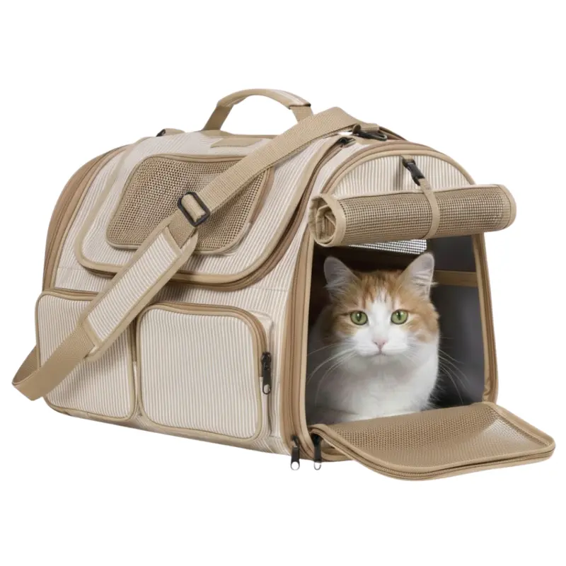 Tiertransporttasche mit Netzpanelen und Taschen für kleine Katzen und Hunde