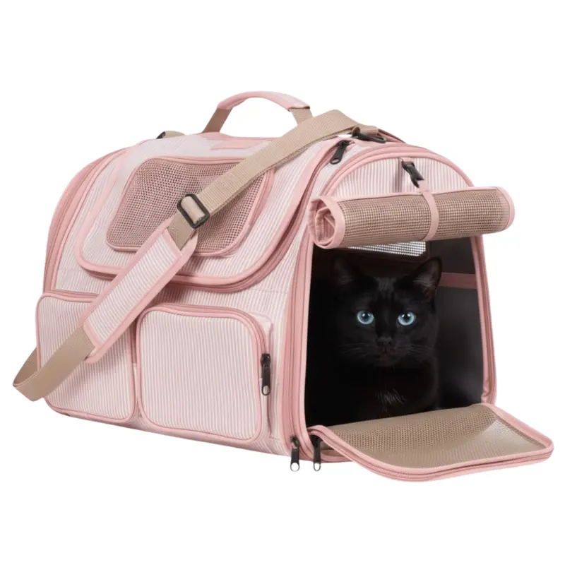 Tiertransporttasche mit Netzpanelen und Taschen für kleine Katzen und Hunde