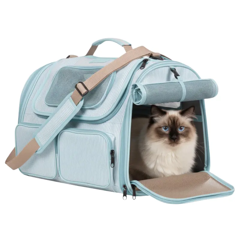 Tiertransporttasche mit Netzpanelen und Taschen für kleine Katzen und Hunde