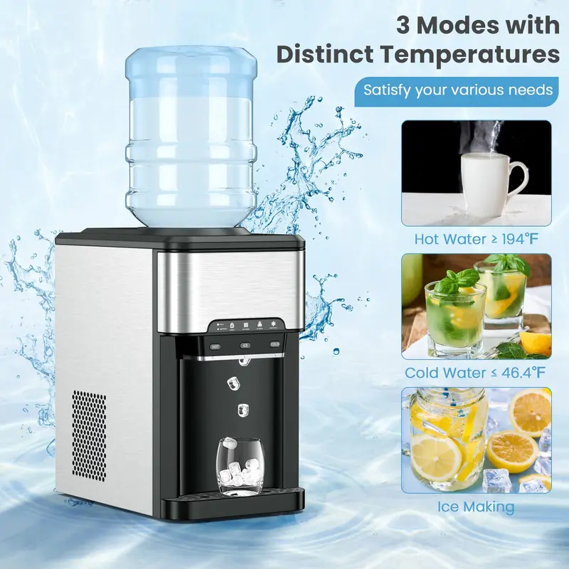 Tisch-Wasserspender mit Eiswürfelbereiter, 3-in-1-Aufstellgerät für heißes und kaltes Wasser, Top-Loading-Modell für 19-Liter-Wasserflaschen 2