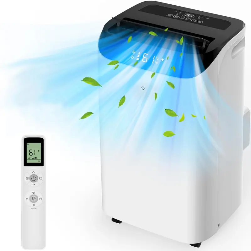 Tragbare Klimageräte mit Fernbedienung, 3-in-1-Stand-Klimaanlage mit Lüfter und Luftentfeuchter, kühlt Räume bis zu 65 m², Smart- und Schlafmodus, 3 Stufen, automatischer Luftauslass-Schwenk, 24-Stunden-Timer
