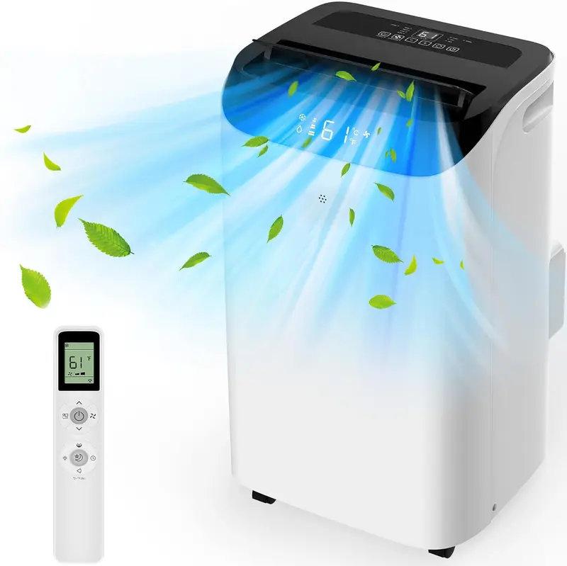 Tragbare Klimageräte mit Fernbedienung, 3-in-1-Stand-Klimaanlage mit Lüfter und Luftentfeuchter, kühlt Räume bis zu 65 m², Smart- und Schlafmodus, 3 Stufen, automatischer Luftauslass-Schwenk, 24-Stunden-Timer