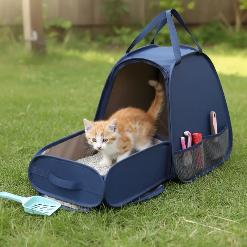 Tragbarer Katzenklo-Trager mit ausklappbarem Toilettenbereich