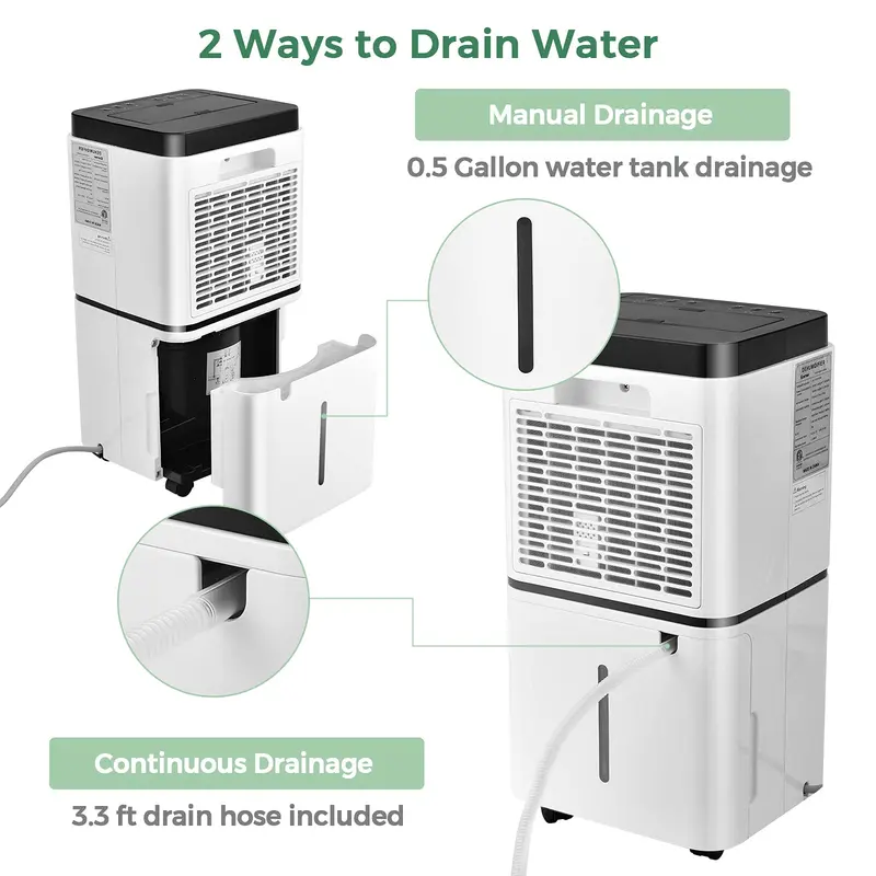 Tragbarer Luftentfeuchter für 1500 Quadratfuß mit 30-Pint-Kapazität, 3-farbiger LED-Anzeige, 3 Betriebsmodi, 0,5-Gallonen-Wassertank und 4 Rollen