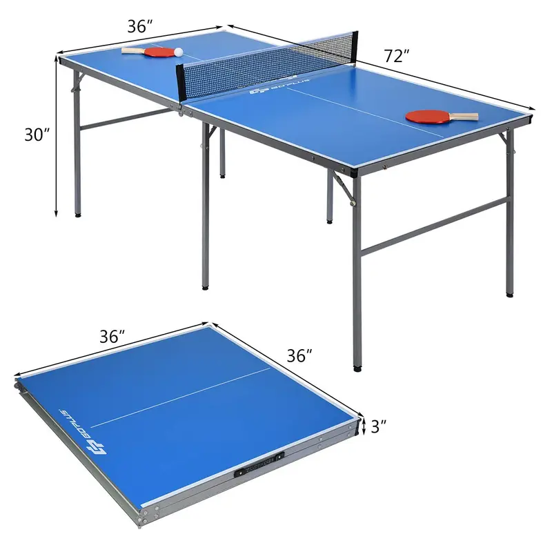 Tragbarer Tischtennistisch, zu 100 % vormontiert, klappbarer Ping-Pong-Tisch mit Netz 2