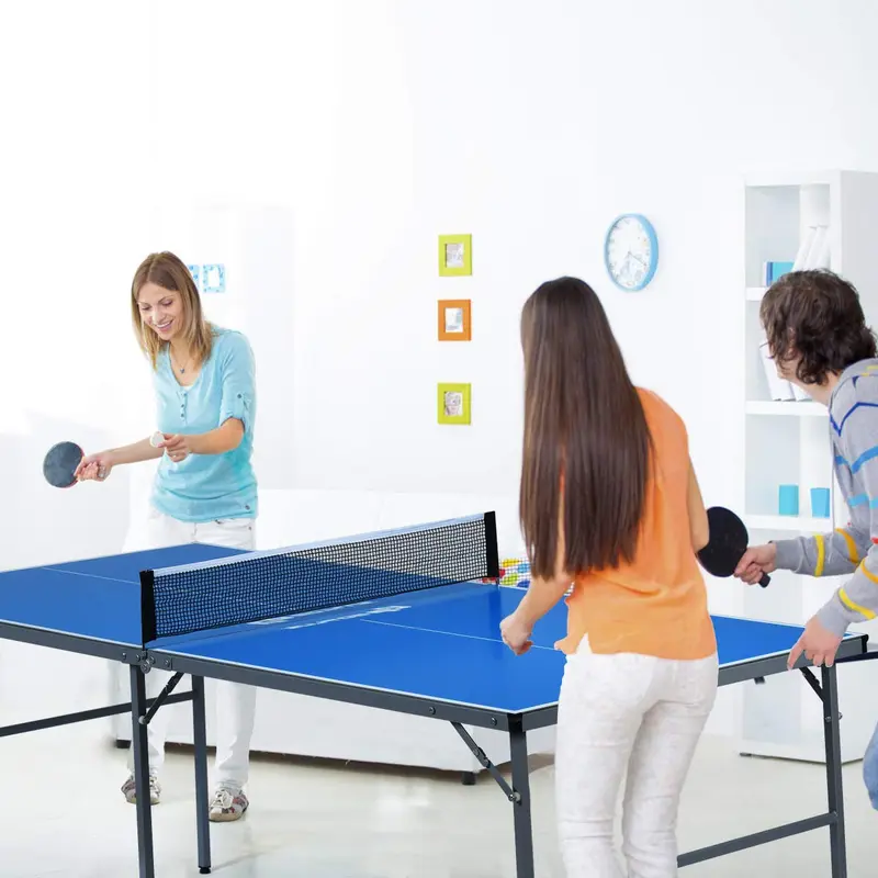 Tragbarer Tischtennistisch, zu 100 % vormontiert, klappbarer Ping-Pong-Tisch mit Netz