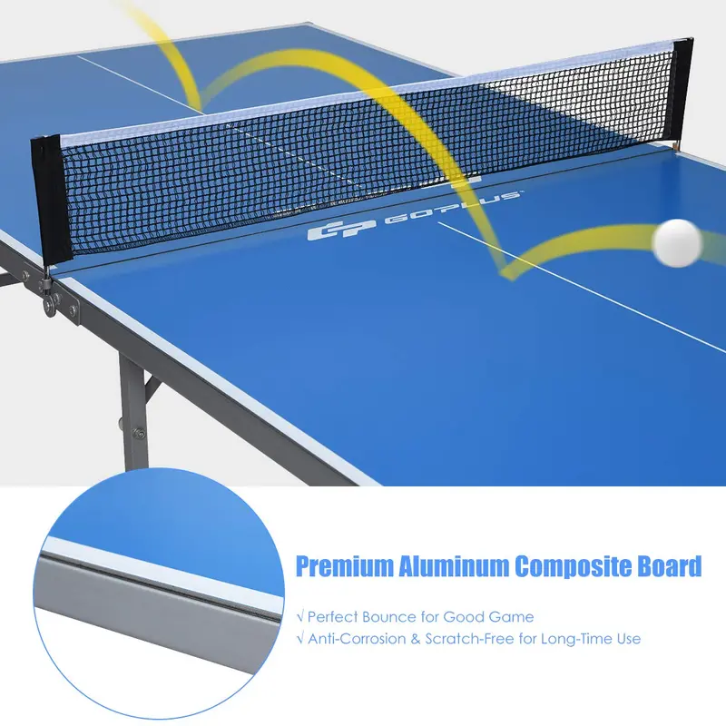 Tragbarer Tischtennistisch, zu 100 % vormontiert, klappbarer Ping-Pong-Tisch mit Netz