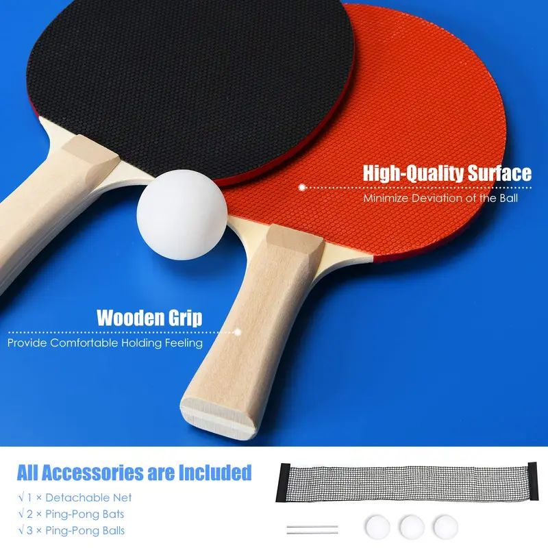 Tragbarer Tischtennistisch, zu 100 % vormontiert, klappbarer Ping-Pong-Tisch mit Netz