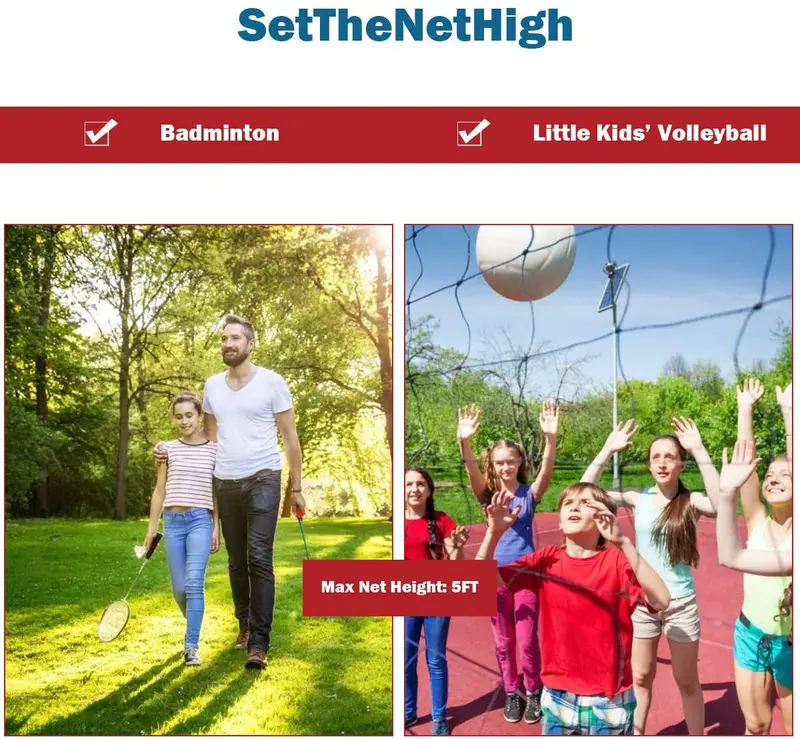 Tragbares Badmintonnetz, höhenverstellbar von 0,75 m bis 1,5 m – ideal für Kinder, Volleyball, Tennis und Pickleball sowie Wettkampf- und Trainingszwecke