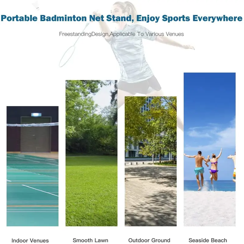 Tragbares Badmintonnetz, höhenverstellbar von 2,5' bis 5'