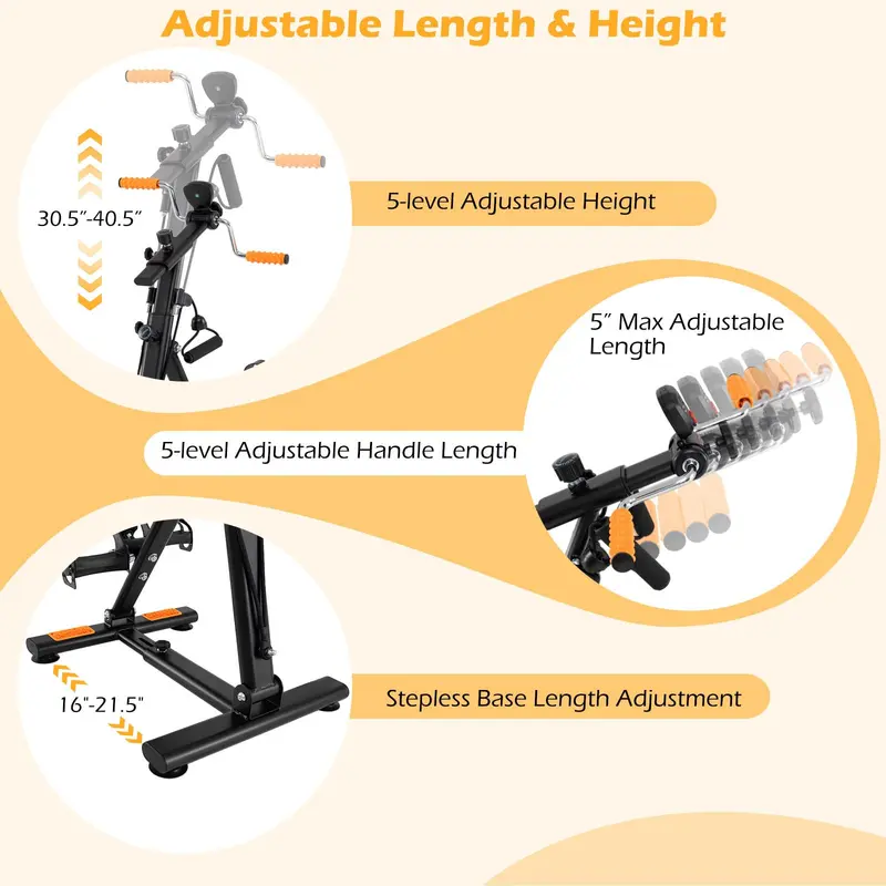 Trettrainer mit einstellbarem Widerstand für Arm- und Beintraining – Orange