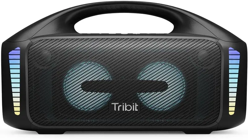 Tribit Bluetooth-Lautsprecher StormBox Blast – Tragbarer Party-Lautsprecher mit 90 W, kräftigem Stereo-Sound, XBass-Technologie und LED-Lichtshow, Bluetooth 5.3, wasserdicht nach IPX7, TWS-Funktion und bis zu 30 Stunden Akkulaufzeit für Outdoor-Einsatz