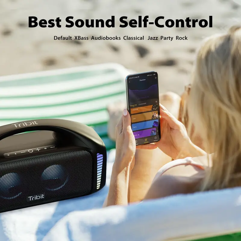 Tribit Bluetooth-Lautsprecher StormBox Blast – Tragbarer Party-Lautsprecher mit 90 W, kräftigem Stereo-Sound, XBass-Technologie und LED-Lichtshow, Bluetooth 5.3, wasserdicht nach IPX7, TWS-Funktion und bis zu 30 Stunden Akkulaufzeit für Outdoor-Einsatz