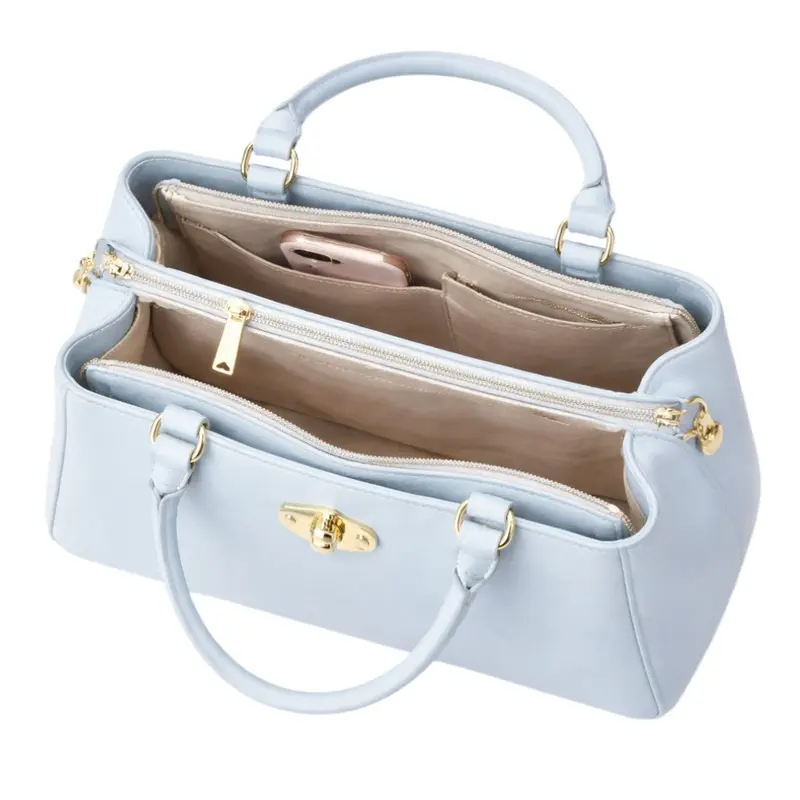 Tuxzen Damen-Handtasche aus Leder in Hellblau – elegantes Design