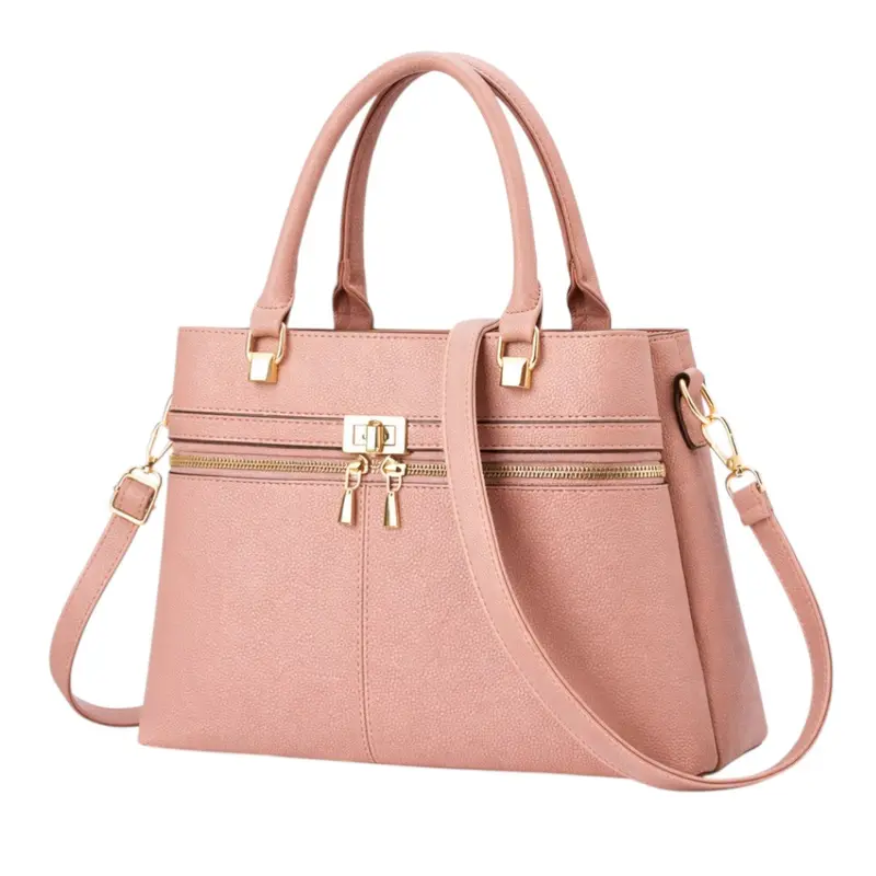 Tuxzen Damen-Shoulderbag aus Leder in Pfirsichrosa