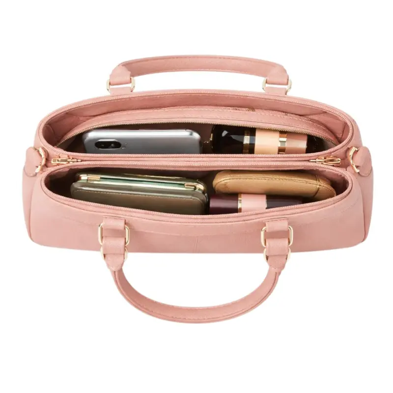 Tuxzen Damen-Shoulderbag aus Leder in Pfirsichrosa