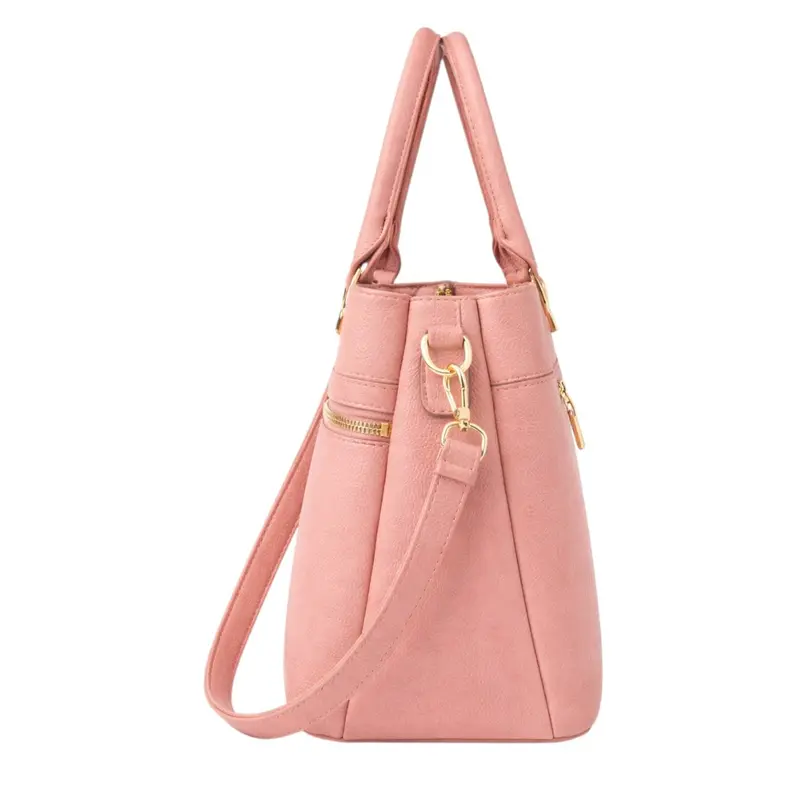 Tuxzen Damen-Shoulderbag aus Leder in Pfirsichrosa