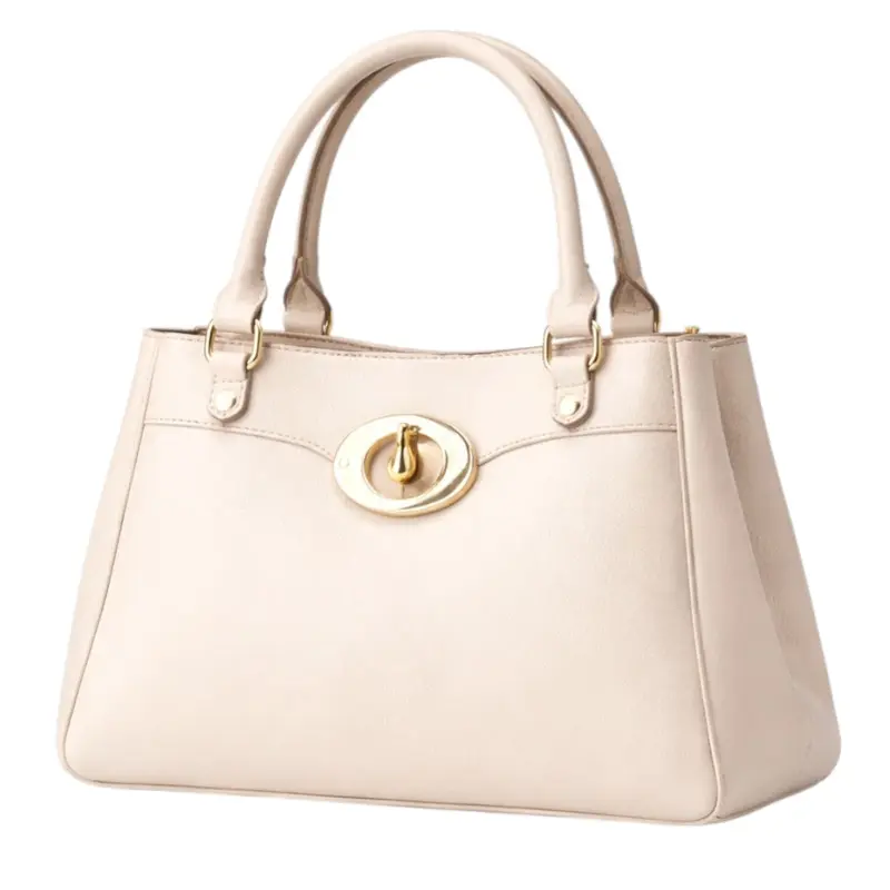 Tuxzen Light Beige Damen-Handtasche aus Leder – modisch