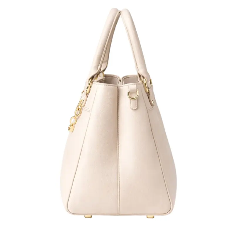 Tuxzen Light Beige Damen-Handtasche aus Leder – modisch