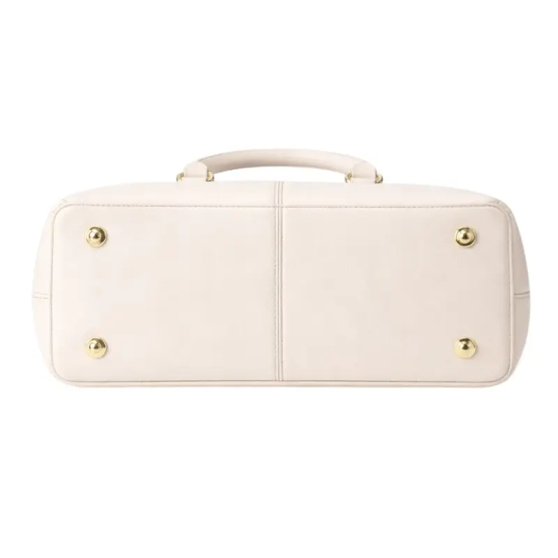 Tuxzen Light Beige Damen-Handtasche aus Leder – modisch