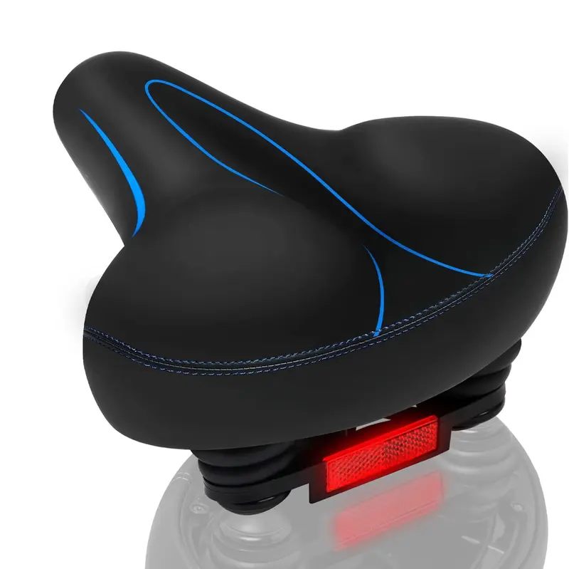 Übergroßer wasserabweisender Fahrradsattel mit reflektierendem Streifen und breiter Sattelfläche 2
