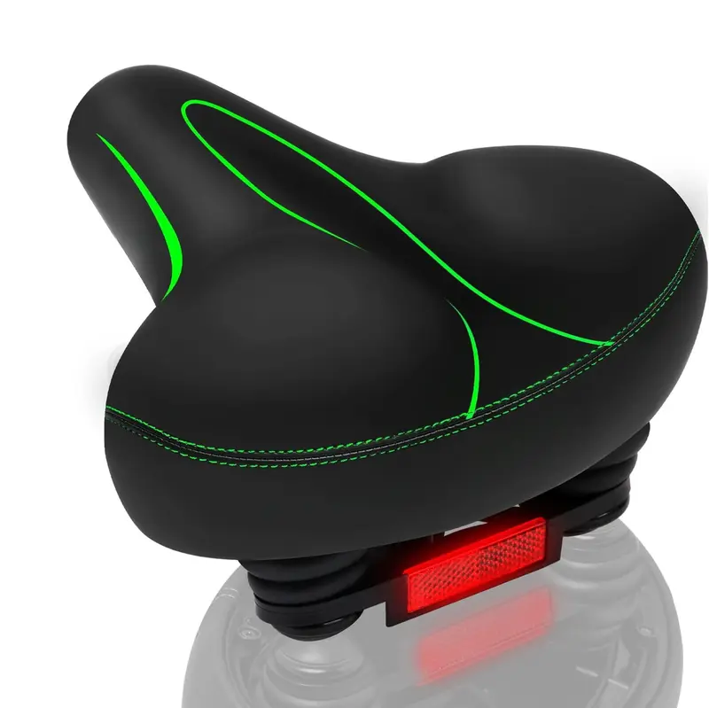 Übergroßer wasserabweisender Fahrradsattel mit reflektierendem Streifen und breiter Sattelfläche
