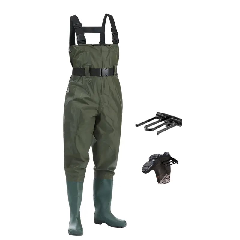 Unisex-Nylon-Brustwathosen mit PVC-Stiefeln für Angeln und Feldarbeit