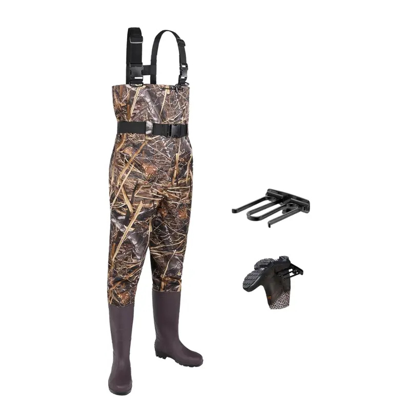 Unisex-Nylon-Brustwathosen mit PVC-Stiefeln für Angeln und Feldarbeit