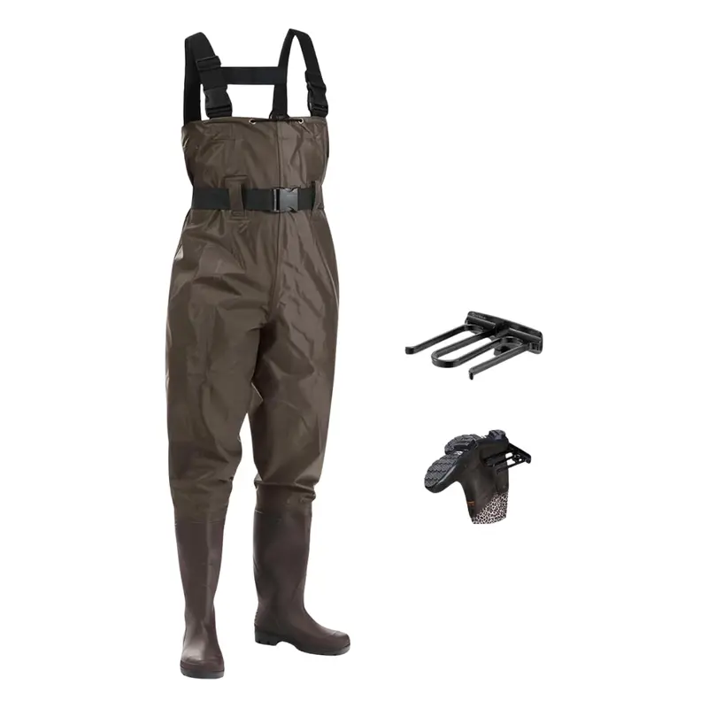 Unisex-Nylon-Brustwathosen mit PVC-Stiefeln für Angeln und Feldarbeit