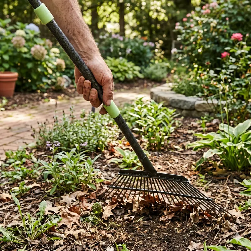 Verstellbarer Stahl-Gartenlaubrechen mit 25 Zinken und ausziehbarem Stiel