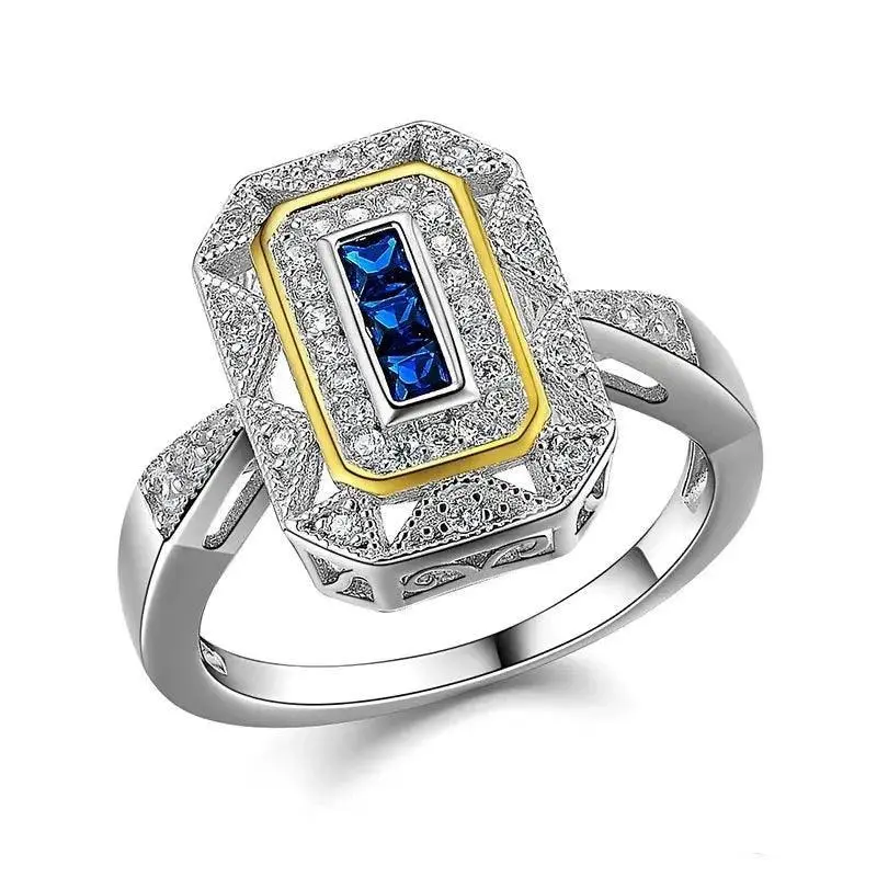 Vintage-Blau-Zirkonia-Ring