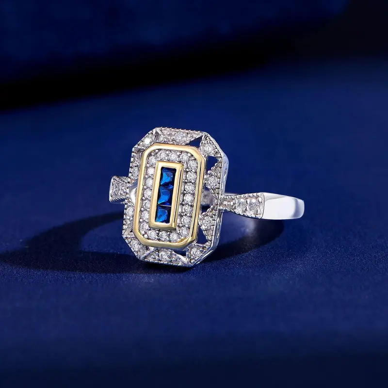 Vintage-Blau-Zirkonia-Ring
