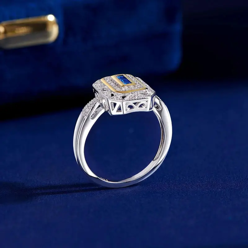 Vintage-Blau-Zirkonia-Ring
