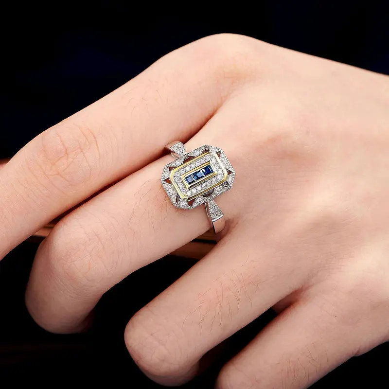 Vintage-Blau-Zirkonia-Ring