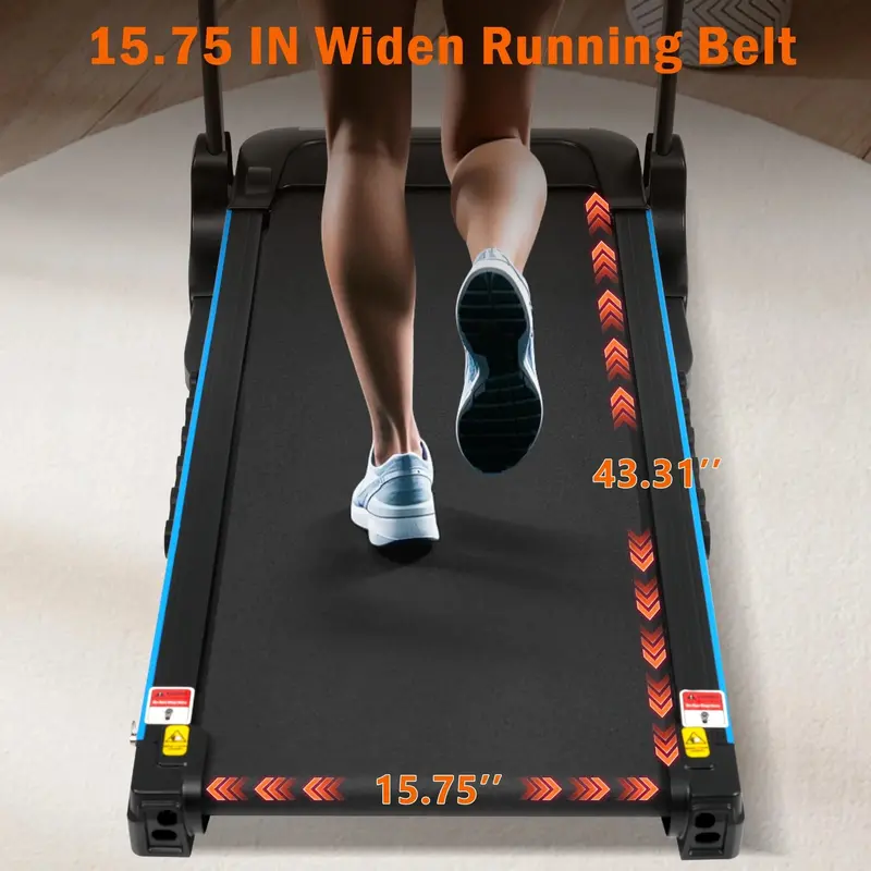VLDTDRDI Laufband mit 500 lbs Tragkraft, klappbar, 3,5 PS, 500 LBS, 3,5 HP, USB-Ladestation, elektrisches Laufband bis 16 km/h, Neigungsfunktion, Bluetooth-Lautsprecher, Gerätehalterung und Puls-Sensor, Lauf- und Geh-Trainingsgerät