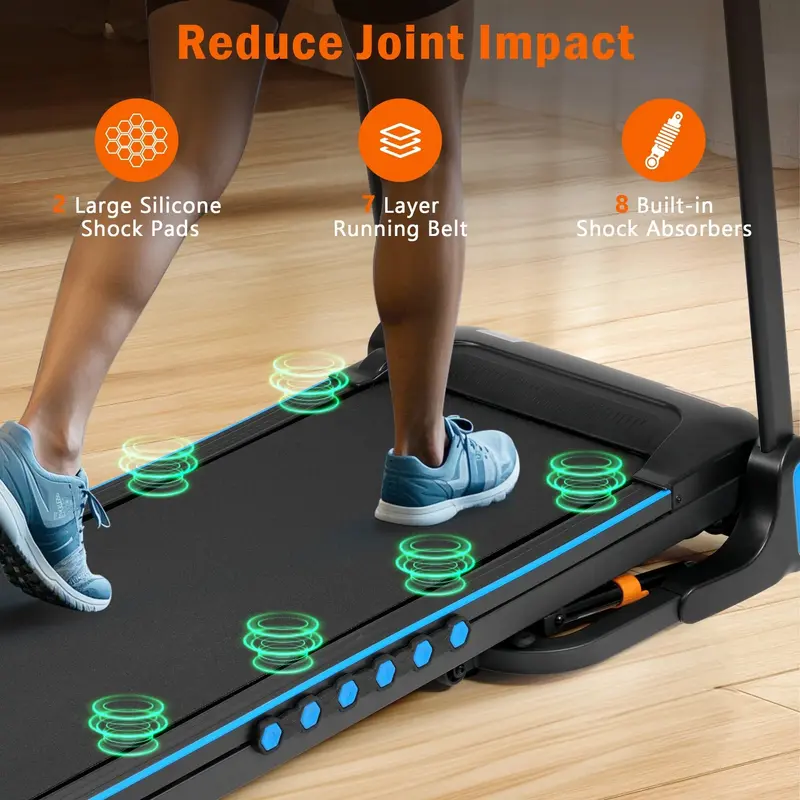 VLDTDRDI Laufband mit 500 lbs Tragkraft, klappbar, 3,5 PS, 500 LBS, 3,5 HP, USB-Ladestation, elektrisches Laufband bis 16 km/h, Neigungsfunktion, Bluetooth-Lautsprecher, Gerätehalterung und Puls-Sensor, Lauf- und Geh-Trainingsgerät