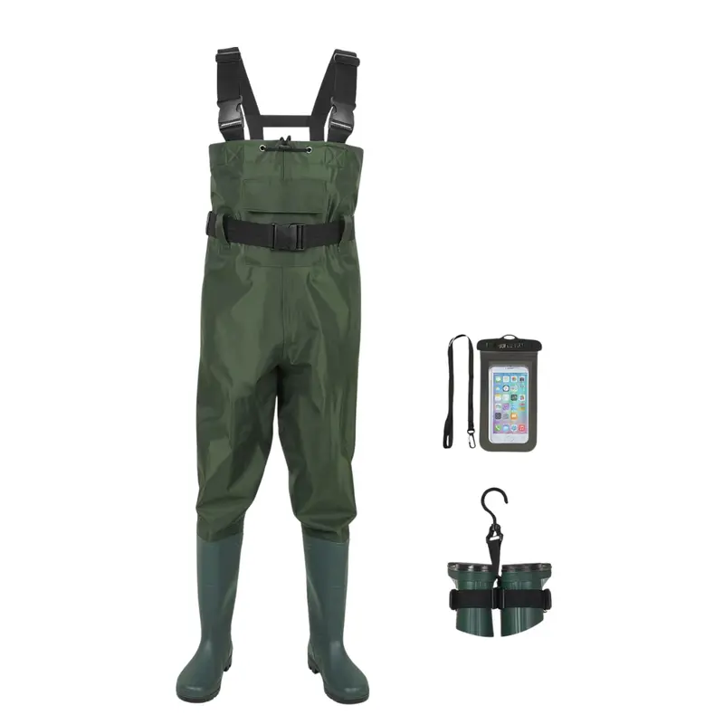 Wasserdichte Bruststiefel aus Nylon und PVC mit integrierten Stiefeln