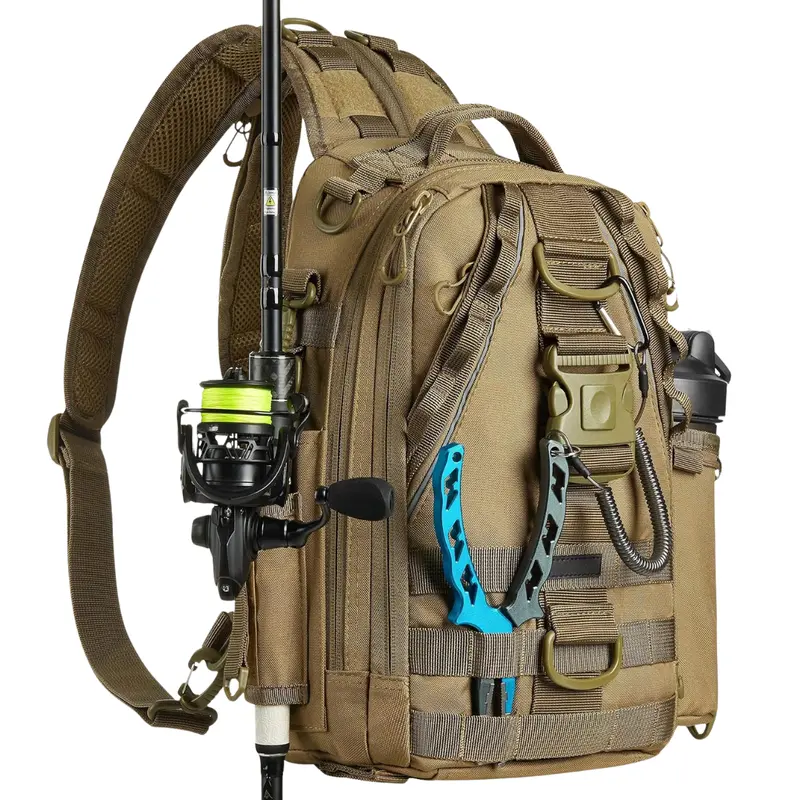 Wasserdichter Angler-Rucksack mit Angelhalterung und Ausrüstungsfächern