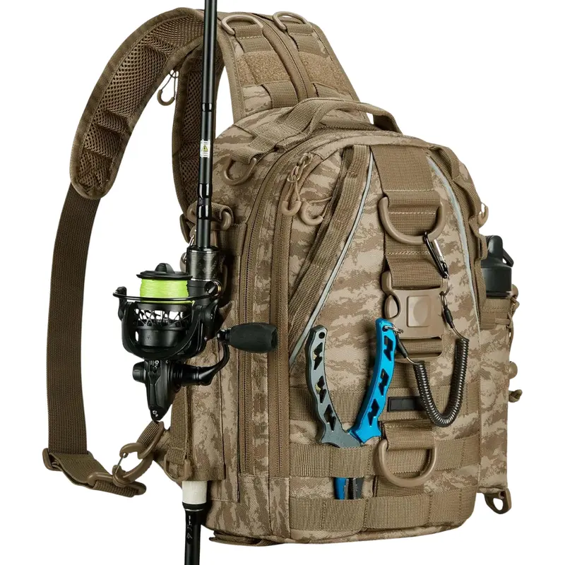Wasserdichter Angler-Rucksack mit Angelhalterung und Ausrüstungsfächern