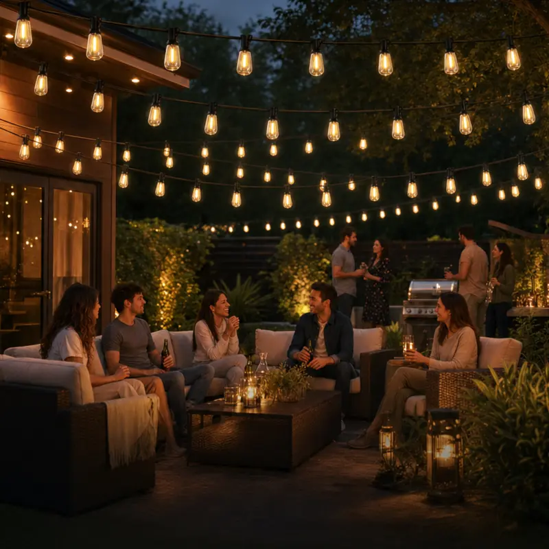 Wassergeschützte, dimmbare LED-Außenlichterkette für Terrasse 2