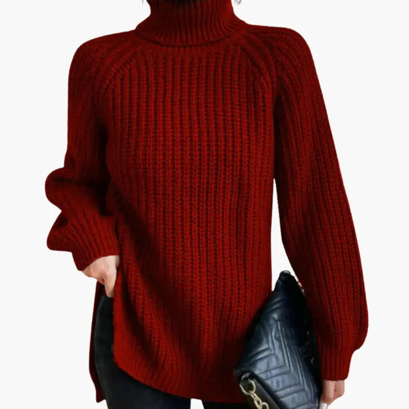 Weit geschnittener Rollkragenpullover für Damen – Oversized