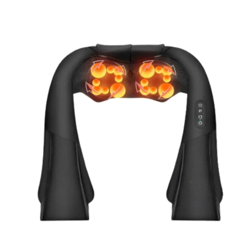 Wiederaufladbarer Nacken- und Schultermassager mit Wärmefunktion und 8 rotierenden Knoten