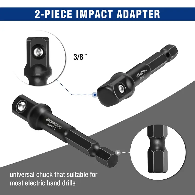 WORKPRO 1/2"-Luft-Schlagschrauber & 15-teiliges Schlagschrauber-Bolzen-/Muttersatz & 8-teiliges flexibles Ratschen-Schraubenschlüssel-Set & 6-in-1-Hefter
