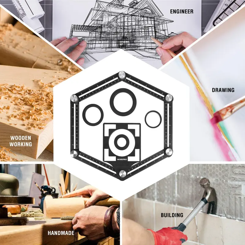 WORKPRO 10" Konturlehre und 6-seitiges Winkelmessgerät – Kombi-Set