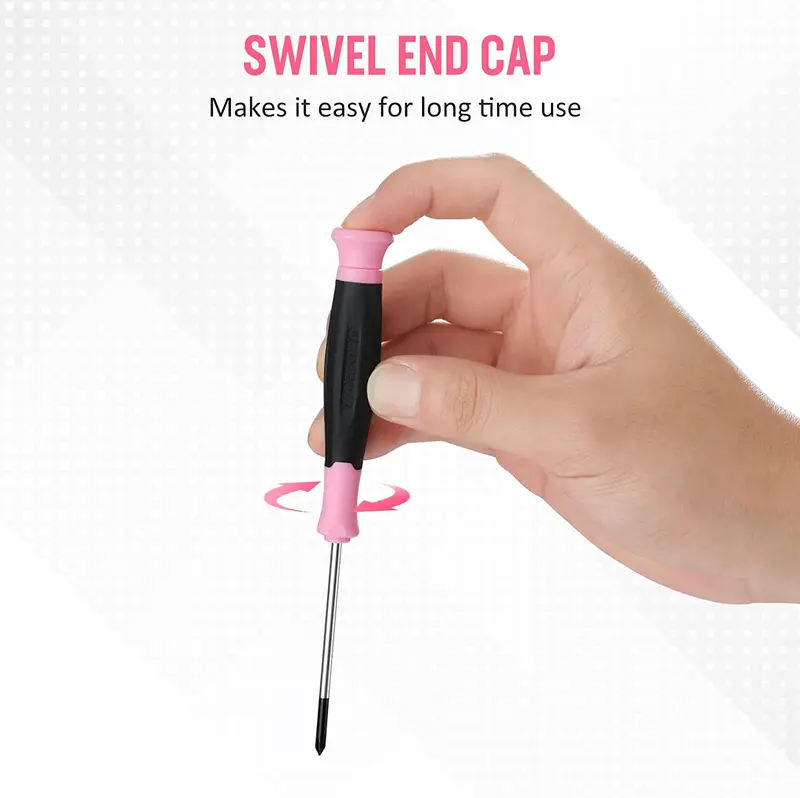 WORKPRO 10-teiliges Präzisionsschraubendreher-Set mit rosa Aufbewahrungstasche, Kreuzschlitz-, Schlitz- und Torx-Stern-Schraubendreher mit magnetischer Spitze – Rosa Band