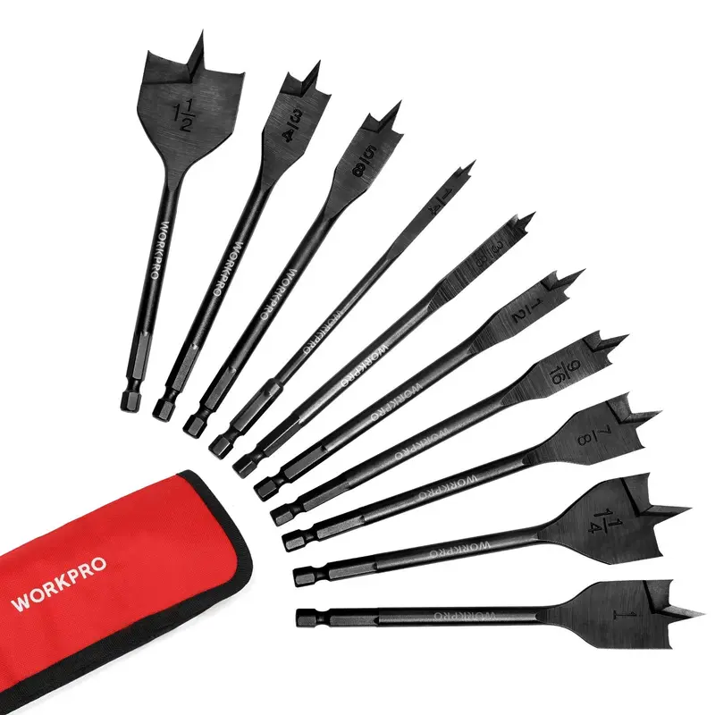WORKPRO 10-teiliges Premium-Set aus Kohlenstoffstahl für Stechbohrer