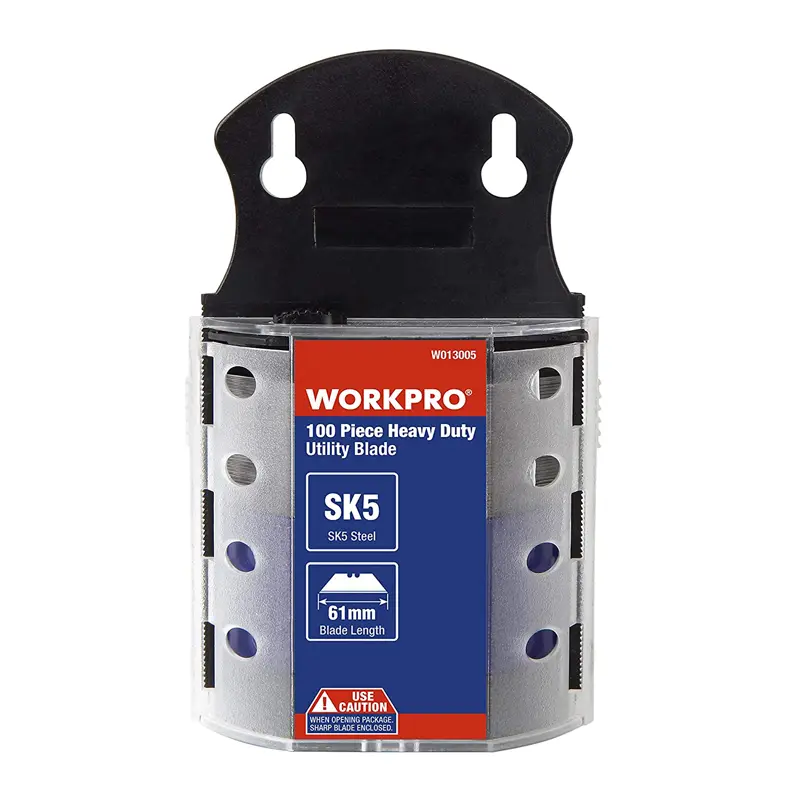 WORKPRO 100 Pcs Utility Knife Blades SK5 Steel with Dispenser 2