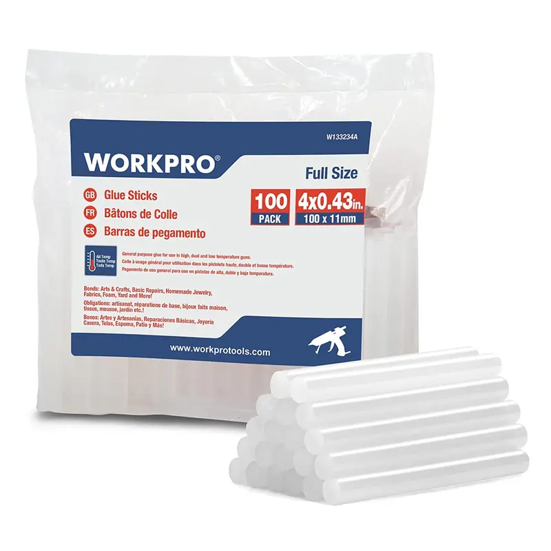 WORKPRO 100er-Pack Vollformat-Hot-Melt-Klebestifte, kompatibel mit den meisten Klebepistolen