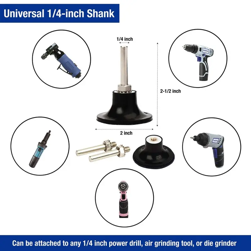 WORKPRO 101-teiliges Schleifscheiben-Set, 5 cm (2 Zoll), mit 6,35 mm (1/4 Zoll) Halter