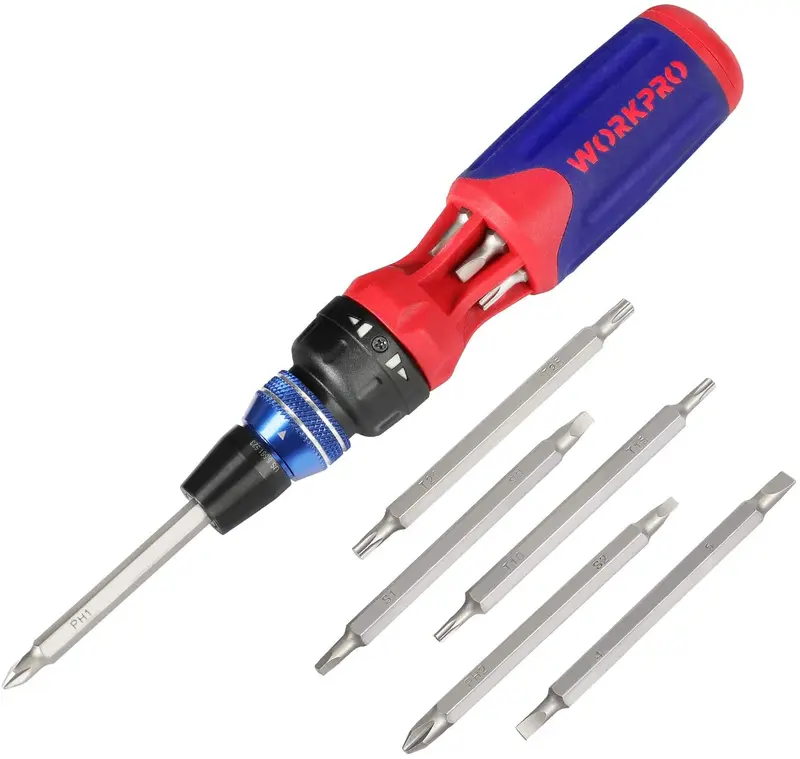 WORKPRO 12-in-1 Ratschen-Multibit-Schraubendreher mit Schnellwechselmechanismus